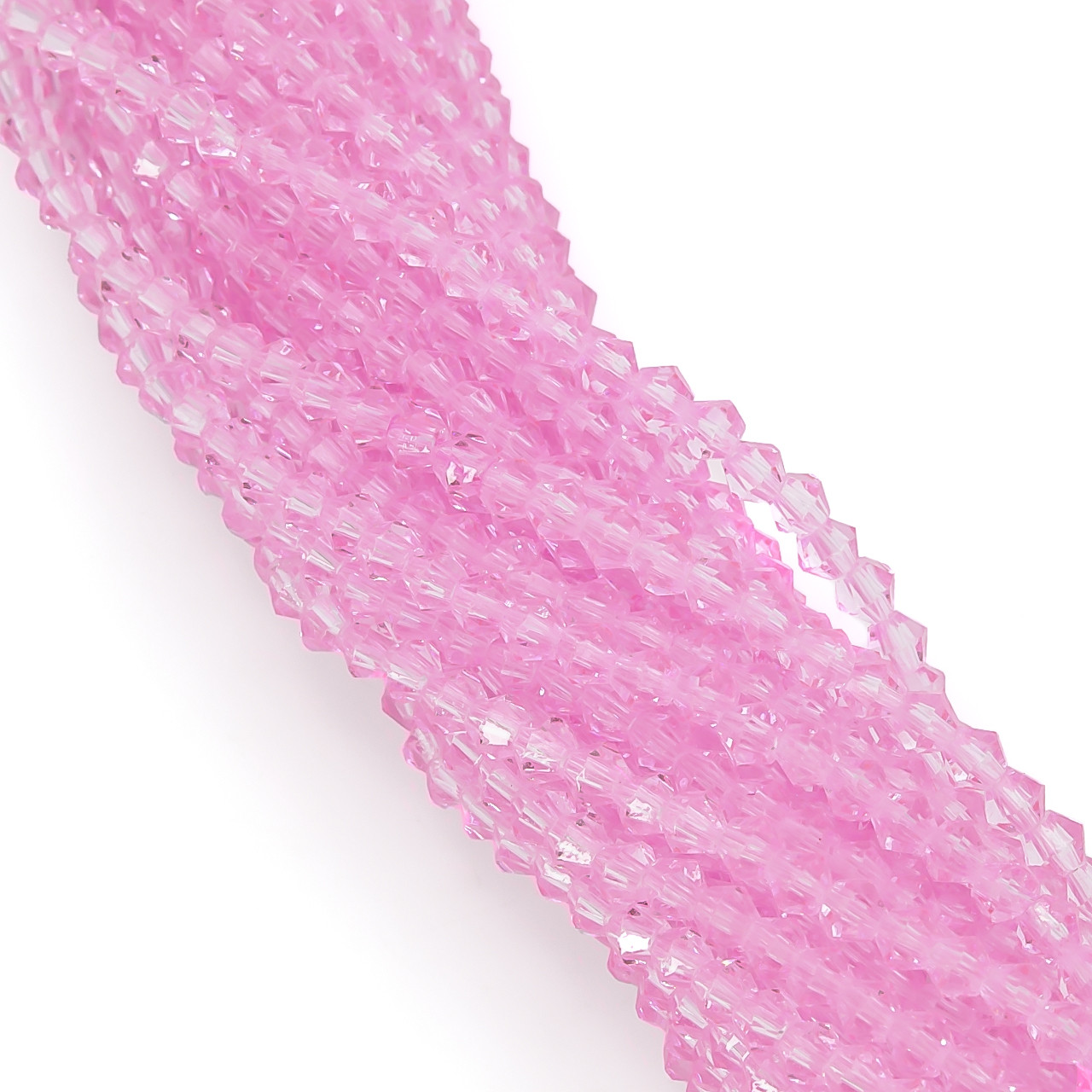 Намистини кришталеві Біконус 2,3х3 мм Ø 0,8 мм (+-160 шт.) Рожевий, фото 1