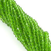 Бусины хрустальные Биконус, размер 3,5х3,2мм, +-125шт., цвет Зеленый