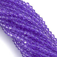 Бусины хрустальные Биконус, размер 4х4,2мм, +-95шт., цвет Фиолетовый