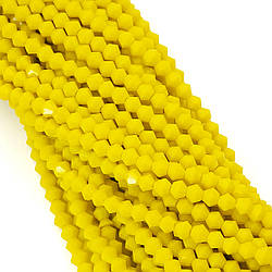 Намистини кришталеві Біконус 4х4,2 мм Ø 1 мм (+-95 шт.) Жовтий непрозорий