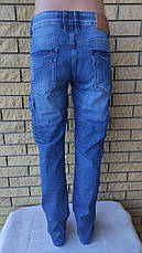 Джинси унісекс котонові стрейчеві з накладними кишенями "карго" FANGSIDA, великі розміри Туреччина, фото 5