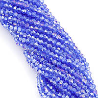 Бусины хрустальные Биконус, размер 2,3х3мм, +-160шт., цвет Синий АВ