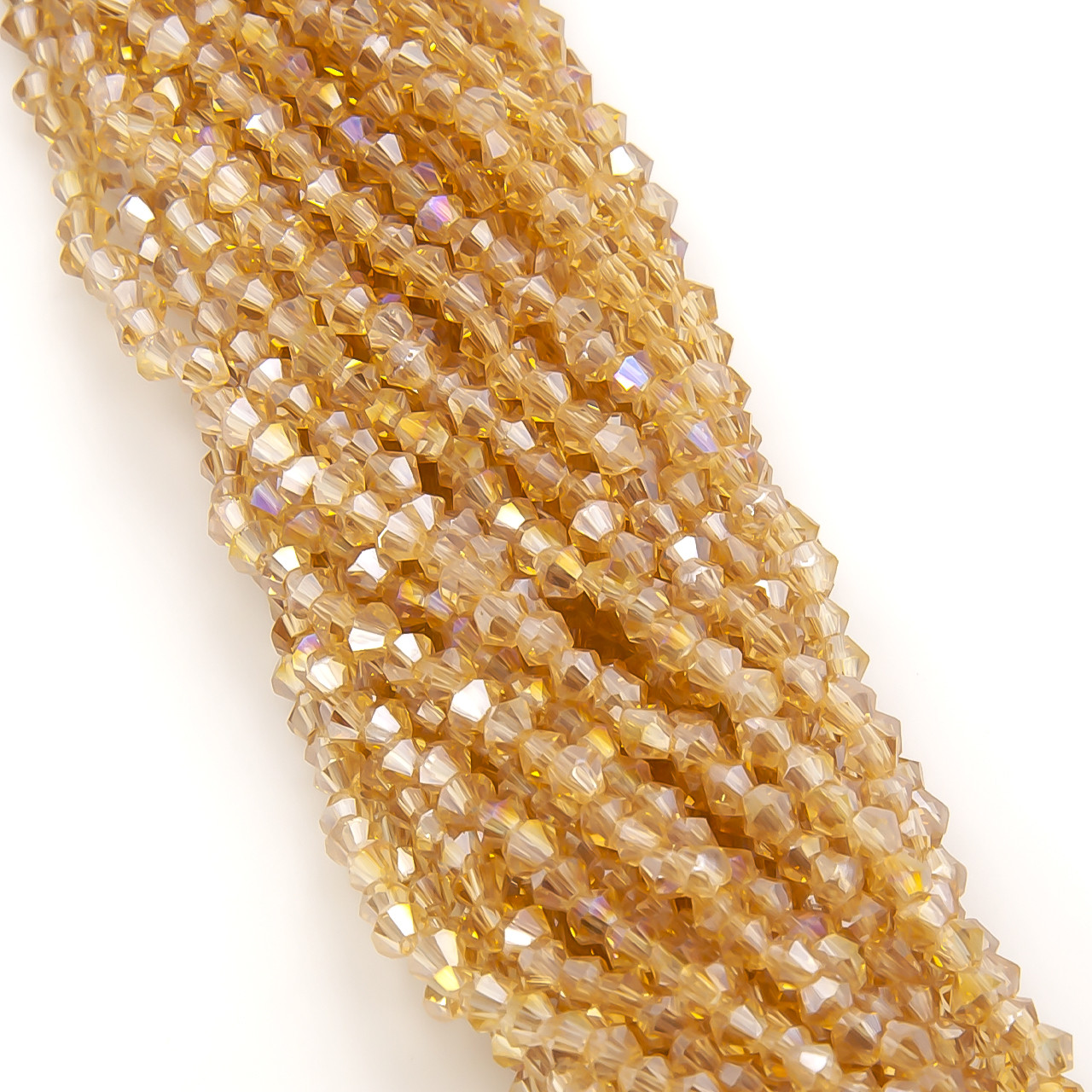 Намистини кришталеві Біконус 6,2х6 мм Ø 1 мм (+-46 шт.) Бежевий АВ, фото 1