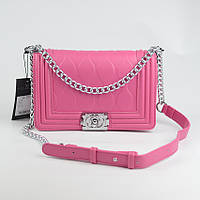 Розовая маленькая женская сумка кросс боди на цепочке, Молодежная модная мини сумочка через плечо на замочке