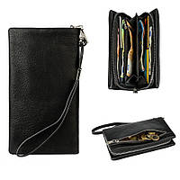 Великий чоловічий гаманець (міні клатч) з ремінцем на руку Saralyn B-070 чорний