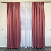 Стильні сучасні однотонні Рожеві штори мікровелюр з тюлем ALBO на кухню, в спальню, вітальню, фото 4