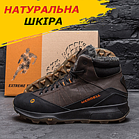 Зимние ботинки мужские на меху MERRELL кожаные повседневные, высокие ботинки натуральная *М-05ш бот*