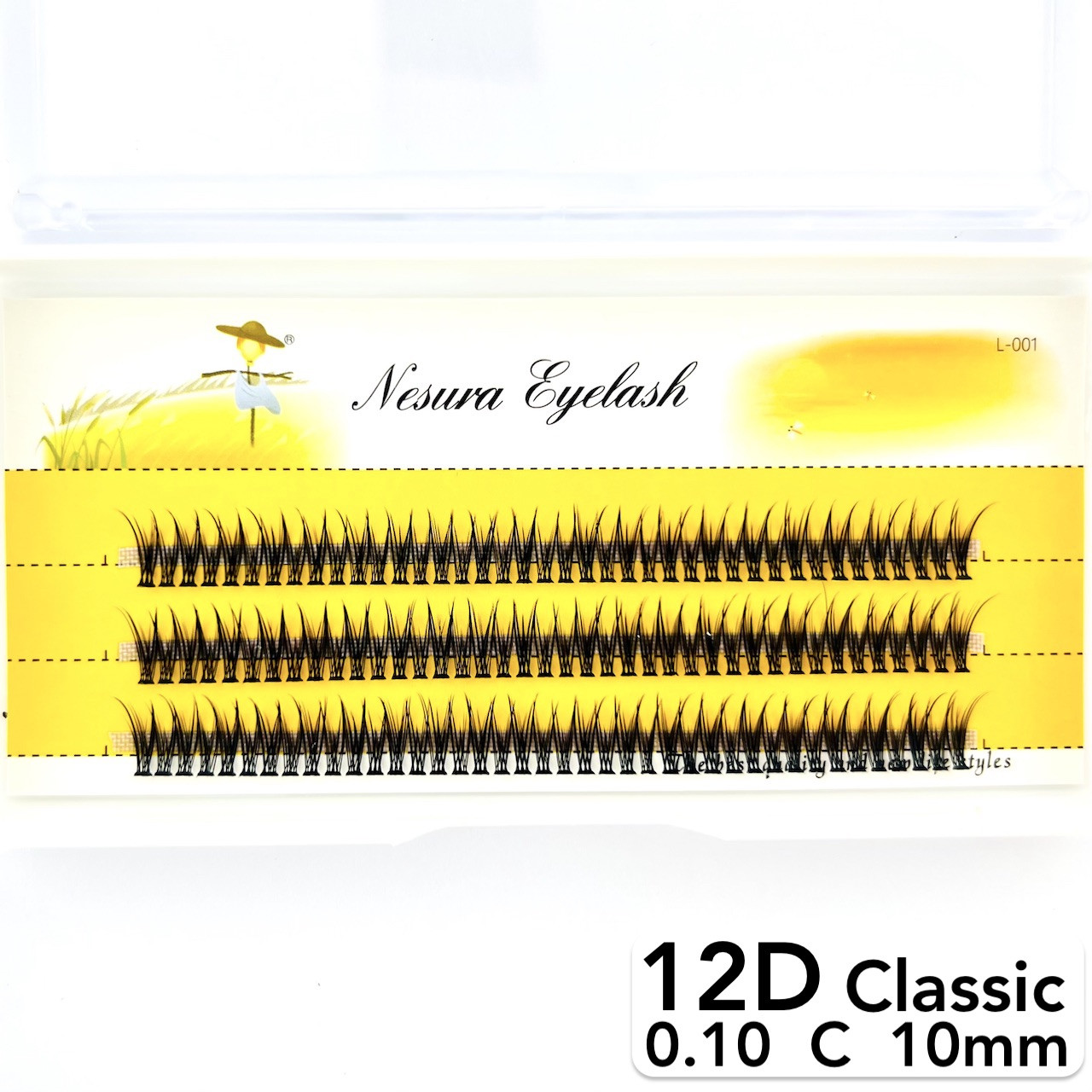 Накладні пучкові вії Nesura Eyelash Classic 12D, 0,10, C, 10 мм, 120 пучків Несура Ластівка