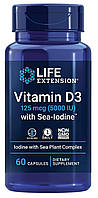 Витамин Д3 с йодом Life Extension, Vitamin D3 with Sea-Iodine, 5000 IU, 60 капсул
