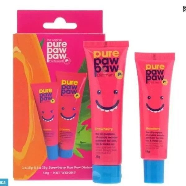 Набір відновлюючих бальзамів для губ Pure Paw Paw Duo Strawberry, фото 1