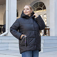 Куртка зимняя большой размер женская оверсайз 48-56 черный