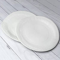 Тарілка паперова кругла, 30 см, ламінована біла, 50 шт/уп