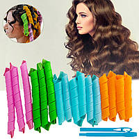 Мягкие бигуди для волос "Hair Wavz" Разноцветные, спиральные бигуди для завивки 16 шт./уп. (м`які бігуді) (TL)