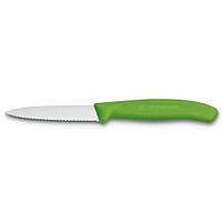 Кухонный нож Victorinox SwissClassic для нарезки 80 мм серрейтор Зеленый (6.7636.L114 )