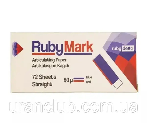 Артикуляційний папір RubyMark 80 mk прямий mini, червоно-синій 72 шт.