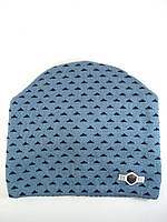 Шапка класична стильна модна на флісі Шапки чоловічі підліткові осіння зимова Блакитна розмір 54-56