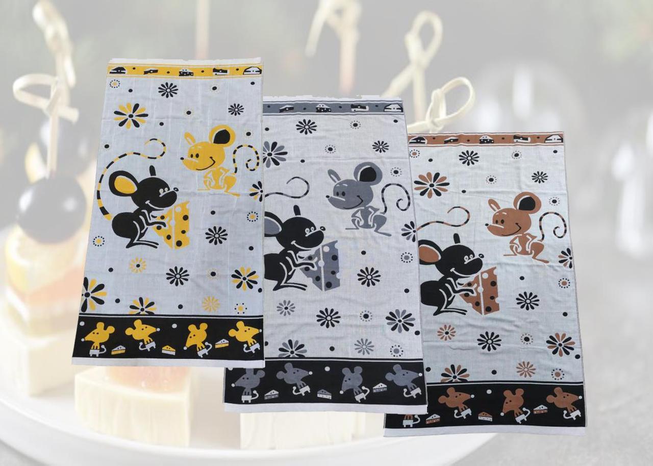 Рушник пляжний двосторонній "Мишеня та сир" | Льон 70х140, фото 1