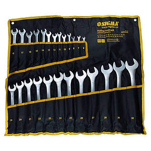 Ключі ріжково-накидні 25шт 6-32мм CrV satine (тк чохол) SIGMA (6010141)