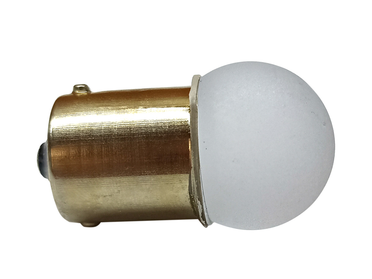 Світлодіодна автомобільна лампа P21W BA15S 12V 9 SMD 3014 WHITE матова лінза "R", 1 контакт