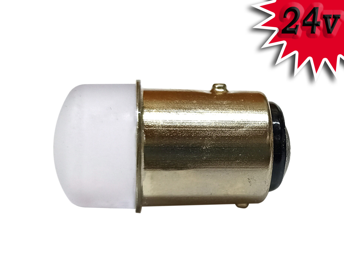 Світлодіодна автомобільна лампа P21W BA15S 24V 9 SMD 2835 WHITE матова лінза "Т", 1 контакт