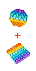 Набір 2 в 1: Іграшка антистрес Sibelly Pop It Rainbow Восьмикутник + Rainbow Квадрат