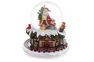 Декоративна водяна куля 15.5см з поїздом, що рухається, і музикою "Happy New Year" на заводному механізмі
