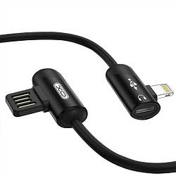 Кабель XO NB38 USB – Lightning + Lightning Audio 1М 2,4 А Чорний