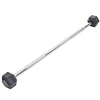 Штанга фиксированная прямая обрезиненная planeta-sport Rubber Hexagon Barbell 15кг Record TA-6230-15 l-95см