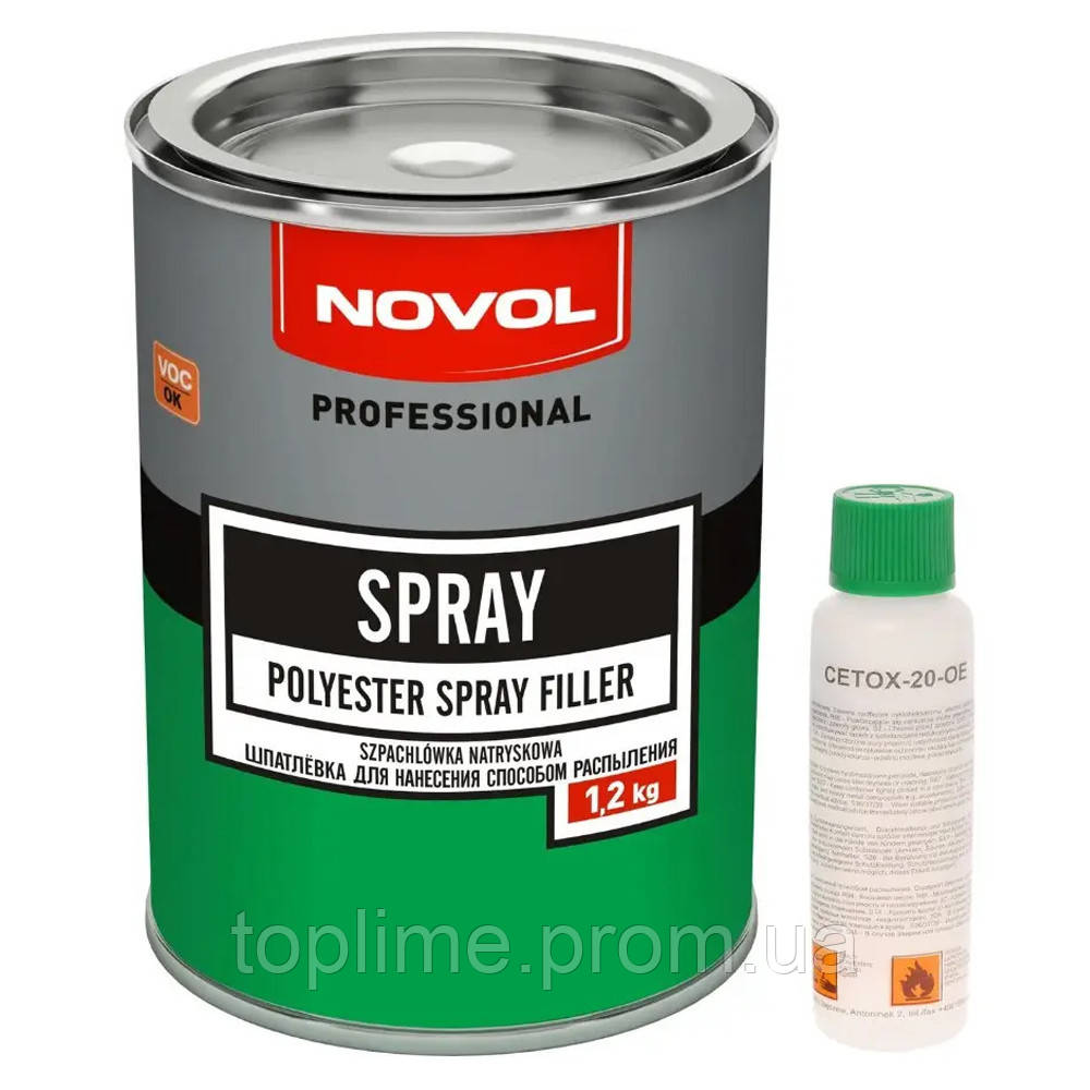 Шпаклевка жидкая Novol SPRAY 1.2 кг + Затвердитель 50 мл TM, код: 7734692 - фото 1 - id-p1915275431