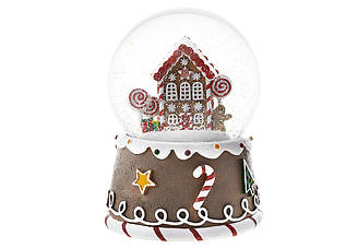 Декоративний водяний шар D10см Імбирний пряниковий будиночок з музикою і світлом, 3 батареї ААА не входять в комплект