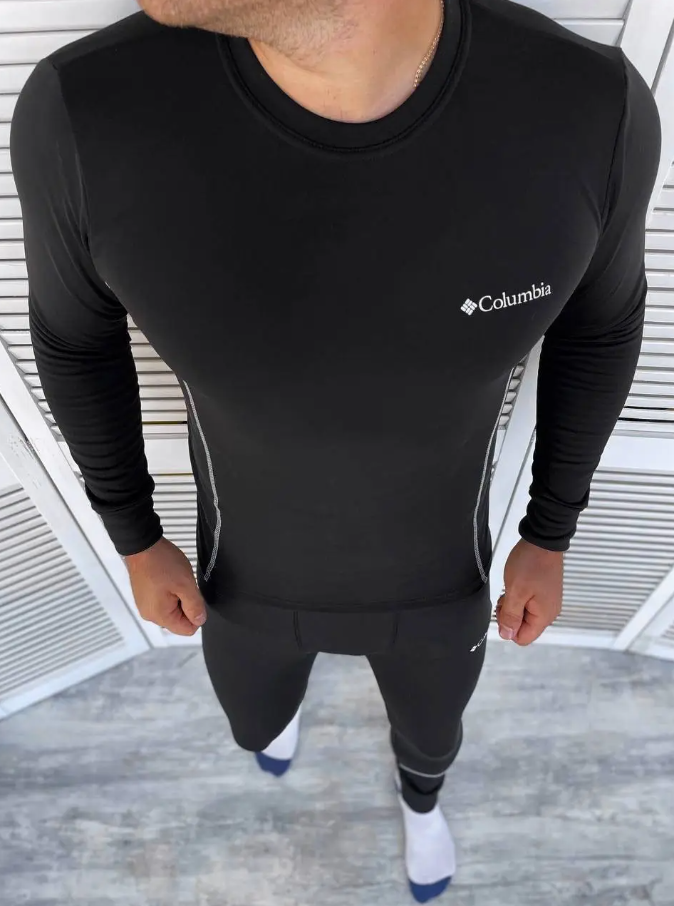 Черное мужское тактическое согревающее термобелье для зимы Columbia, фото 1