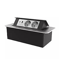 Розетка мебельная двойная с USB-A и USB-С Livolo серый (VL-SHS013-FCTC-FCUA.UCIP-S) L2