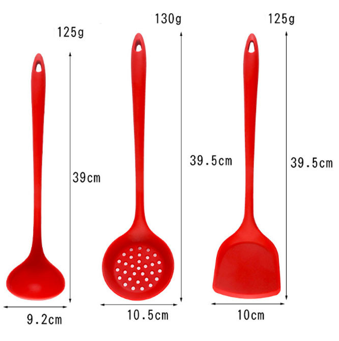 Набор силиконовых кухонных принадлежностей 3 в 1 Красный и антипригарный коврик 50 х 40 см Лайм (n-1119) - фото 2 - id-p1915287945