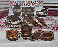 Набір Посуду з Червоної Глини