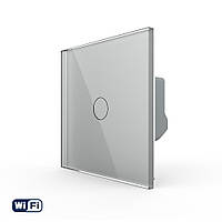 Умный сенсорный Wi-Fi выключатель 1 сенсор Livolo серый стекло (VL-C7FC1NY-2GIP) L2