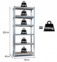 Стеллаж металлический Kontrast HD6000 222x90x40cm FV, код: 7385425