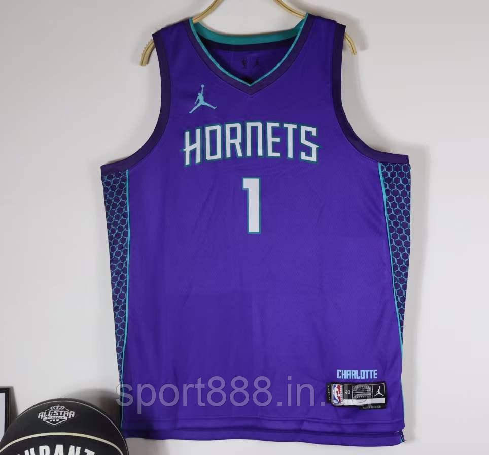 Чоловіча баскетбольна майка джерсі Бол 1 Шарлот Хорнетс 2023-2024 Ball Charlotte Hornets Statement Edition