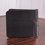 Стильний зручний затискач для купюр із натуральної шкіри чорного кольору, фото 3