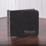 Стильний зручний затискач для купюр із натуральної шкіри чорного кольору, фото 2