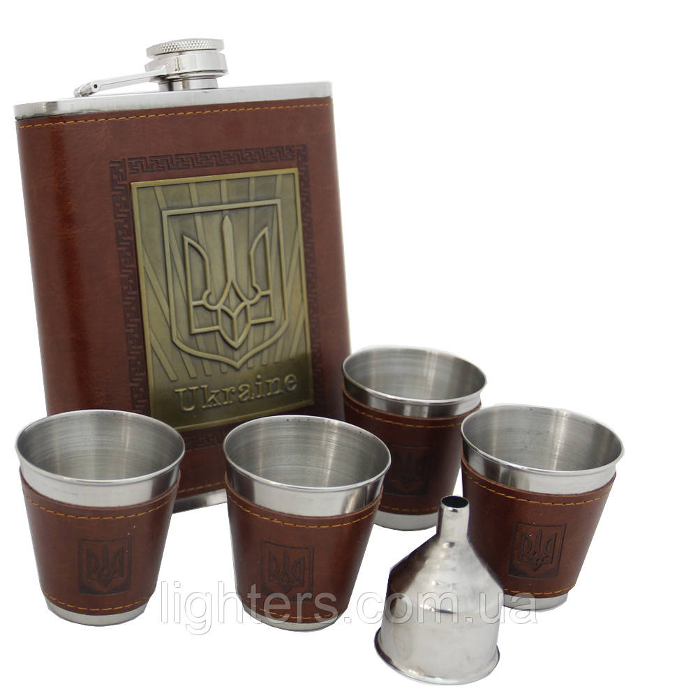 Фляга з гербом Україна в подарунковій упаковці, фото 1