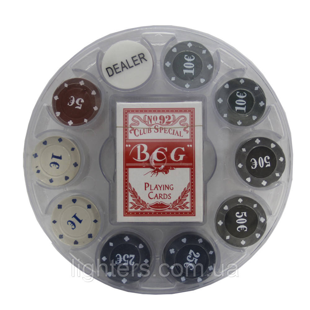 Гра покерний набір 100 фішок і карти, у пластиковій упаковці. PN62009, фото 1