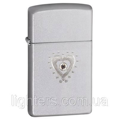 Запальничка Zippo 28328 Heart Bling Swarovski сіра 28328, фото 1