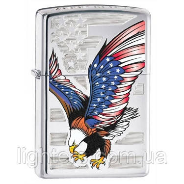 Запальничка Zippo 28449 EAGLE FLAG сіра 28449, фото 1