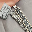 Браслет срібний чоловічий Святі мужі із золотими вставками та чорнінням, широкий браслет із срібла із золотом, фото 6