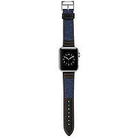 Ремінець джинс + шкіра Epik Apple Watch 38/40 mm Синій / Чорний 1207726