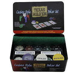 Покерний набір 200 фішок, карти і полотно в металевій упаковки PN62010