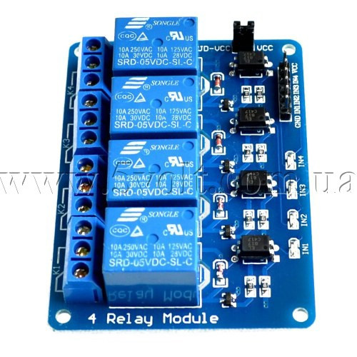 Релейний модуль 4-канальний 5V, фото 1