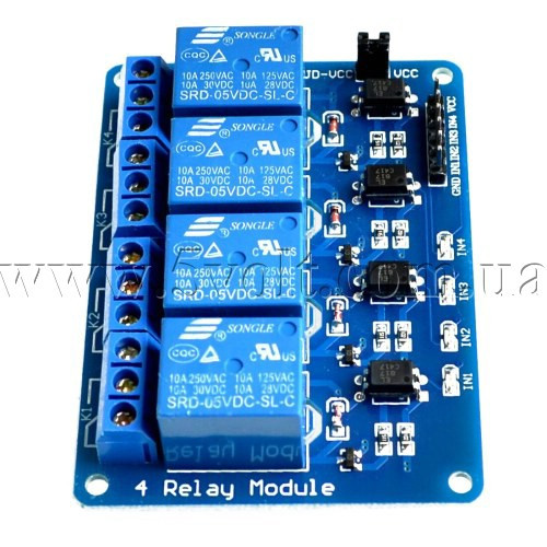 Релейний модуль 4-канальний 5V