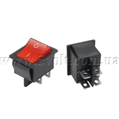 Вимикач клавішний з підсвічуванням 27х21мм, фото 1