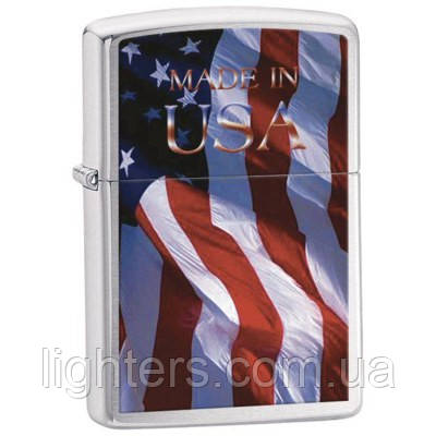 Запальничка Zippo 24797 MADE IN USA FLAG сіра 24797, фото 1